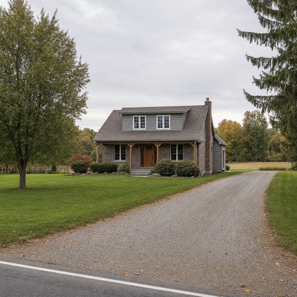 A calm single-family home exterior on a quiet Columbia street, representing the household size and daily water use that decides how often a septic tank needs pumping